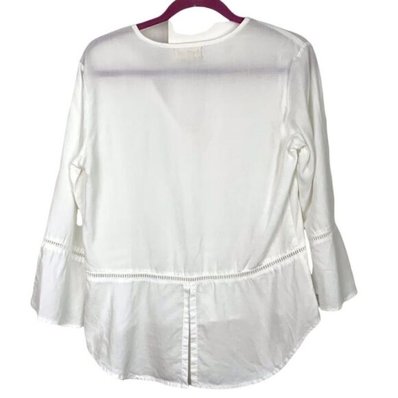 Anthropologie Cloth & Stone White Bell Sleeve Peplum Split Hem Top XS - Picture 5 of 13